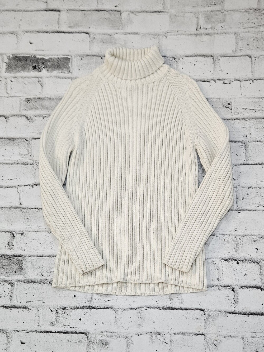 Cotton Ginny Plus Cream Ribbed Turtleneck Sweater Size L